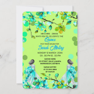 Green and Gold Quinceañera Invitation, EDITABLE 15 Invitation