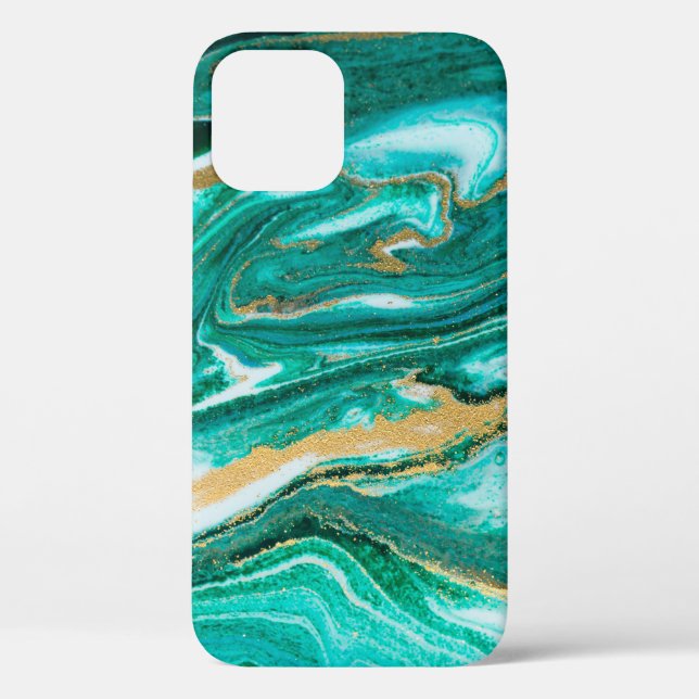 Green and gold ripple of agate background. Golden  Case-Mate iPhone Case (Back)