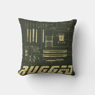 green and gold RUGGED GEEK Motherboard Tech Throw Pillow