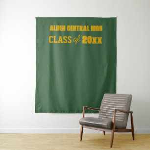Green and Gold School Colors Photo Backdrop Tapestry