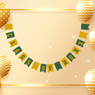 Green and Gold School Colours Class Year Bunting Flags
