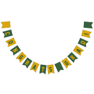 Green and Gold School Colours Graduation Bunting Flags