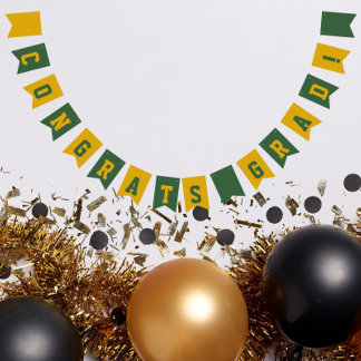 Green and Gold School Colours Graduation Bunting Flags