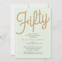 Green and Gold Script 50e anniversaire Invitation