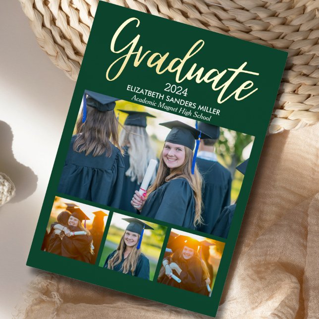 Green and Gold Script photos collage for graduated (Creator Uploaded)