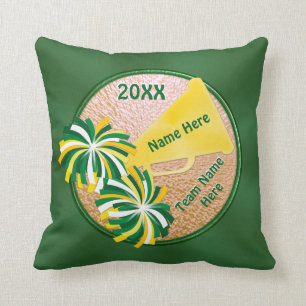 Green and Gold Senior Cheer Gifts Personalized Throw Pillow