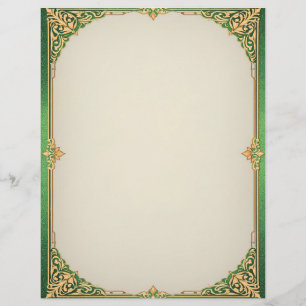 Green and Gold Simple Art Deco Letterhead