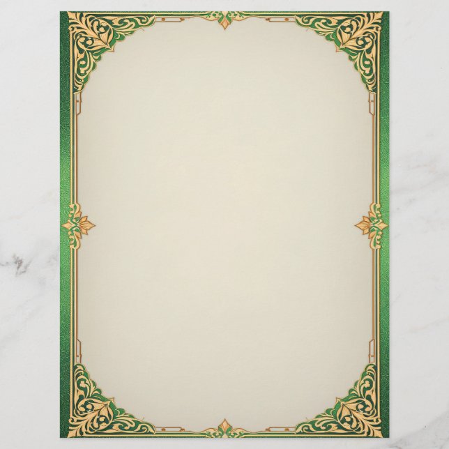 Green and Gold Simple Art Deco Letterhead (Front)
