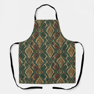 Green and Gold Snake Skin Pattern - Animal Print Apron