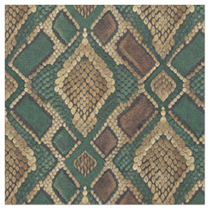 Green and Gold Snake Skin Pattern - Animal Print Fabric