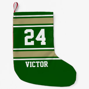 Green and Gold Sporty Theme Small Christmas Stocking