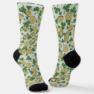 Green and Gold St Patrick's Lucky You Shamrock Socks