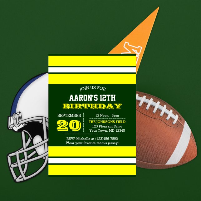 Green and Gold Team Birthday Invitation (Creator Uploaded)