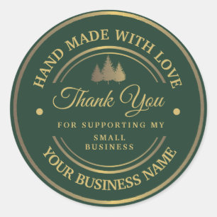 Green and gold   thank you  classic round sticker