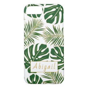 Green and gold tropical leaves modern Case-Mate iPhone case