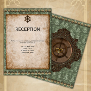 Green and Gold Victorian Steampunk Reception  Enclosure Card