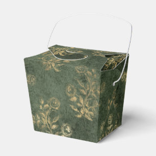 Green and Gold Vintage Floral Favor Box