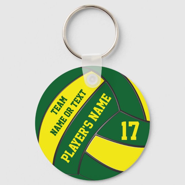 Green and Gold Volleyball Keychains PERSONALIZED (Front)