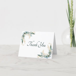 Green and gold watercolor Eucalyptus Thank You Car Card