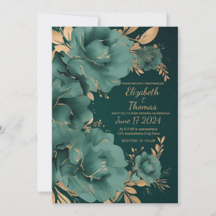 Green and Gold wedding Invitation. Invitation