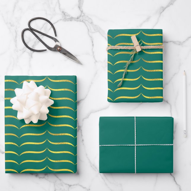 Green and Gold  Wrapping Paper Sheet (Front)