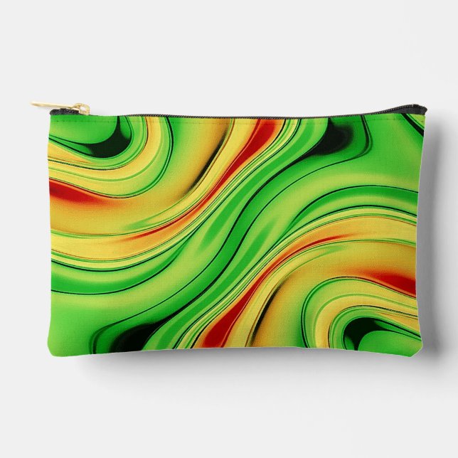 green and golden chrome waves accessory pouch (Front)