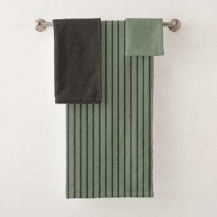 green and gray stripes bath towel set