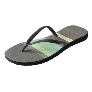 green and grey Abstract Stripes Flip Flops