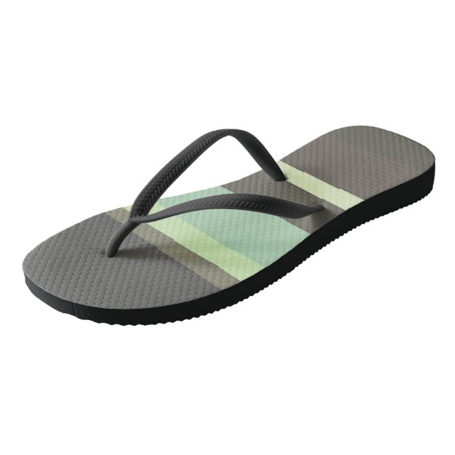 green and grey Abstract Stripes Flip Flops (Angled)