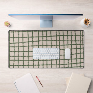Green and Grey Check Pattern Modern and Minimal Desk Mat