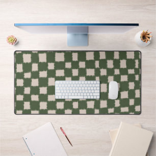 Green and Grey Chequerboard Pattern Stylish Desk Mat