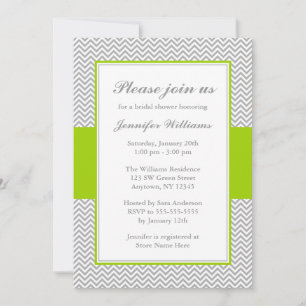 Green and Grey Chevron Bridal Shower Invitation