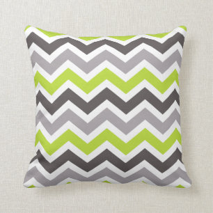 Green and Grey Chevron Throw Pillow