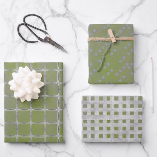 Green and Grey Geometric  Wrapping Paper Sheets
