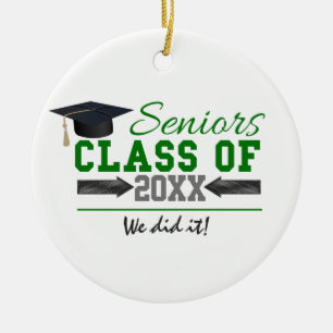 Green and Grey Graduation Gear Ceramic Ornament