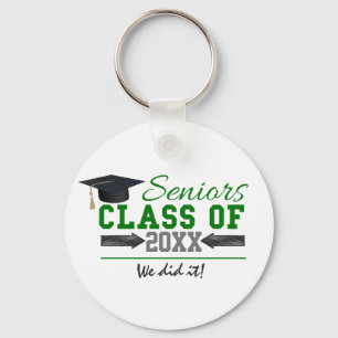 Green and  Grey Graduation Gear Keychain