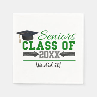 Green and Grey Graduation Gear Napkin
