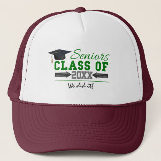 Green and  Grey Graduation Gear Trucker Hat