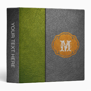 Green and Grey Leather Binder