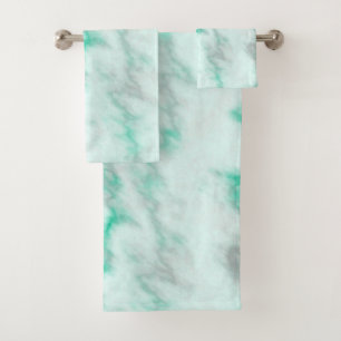 Green and grey marble bath towel set