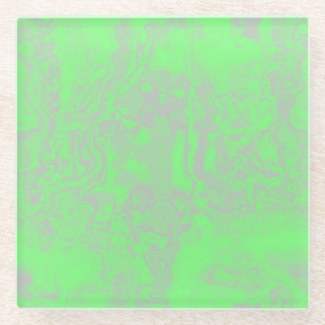 green and grey marble glass coaster (Front)