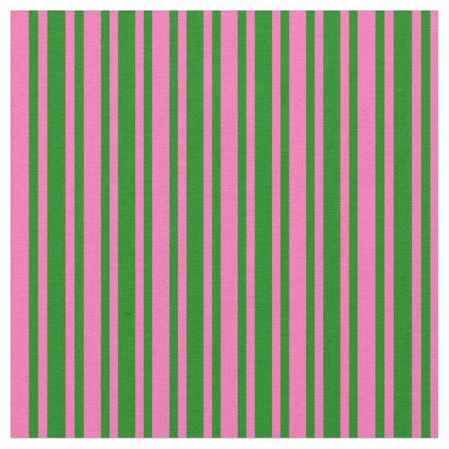 Green and Hot Pink Coloured Lined Pattern Fabric (Close Up)
