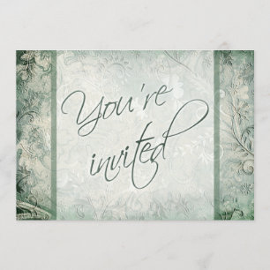 Green and Ivory Floral Wedding Invitation