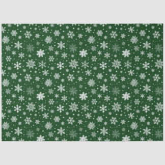 Green and Large White Snowflakes Tissue Paper