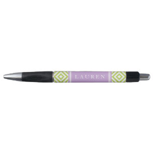 Green and Lavender Diamonds Pattern Pen