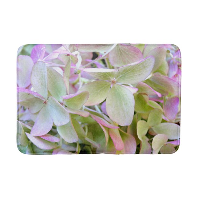 Green and Lavender Hydrangea Floral Bath Mat (Front)