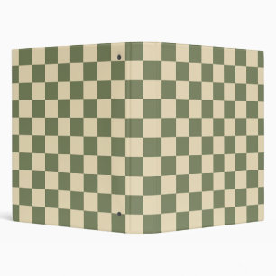 Green and Light Beige Checkerboard Binder