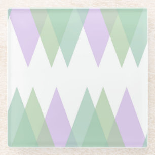 Green and lilac triangles glass coaster