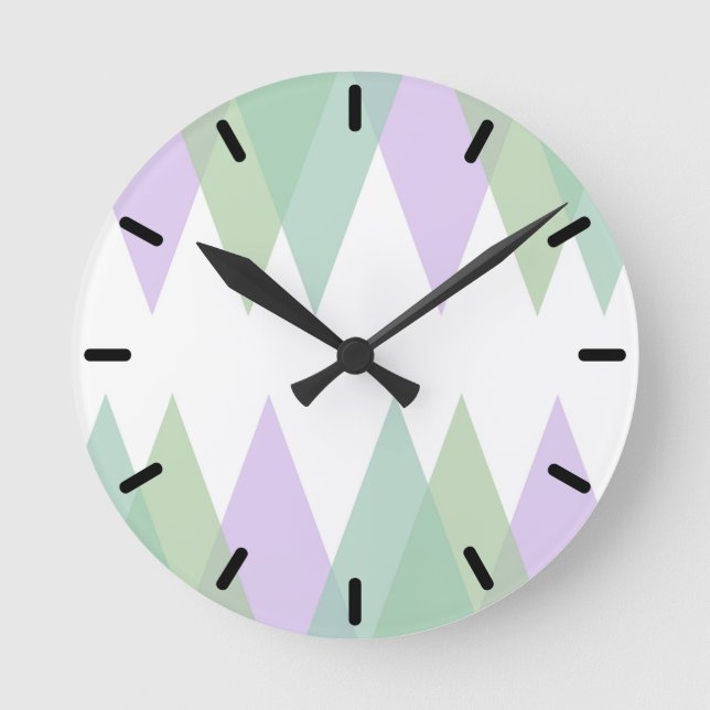 Green and lilac triangles round clock (Front)