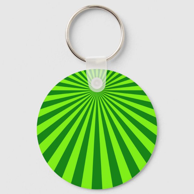 Green and Lime Funky Striped Abstract Art Keychain (Front)